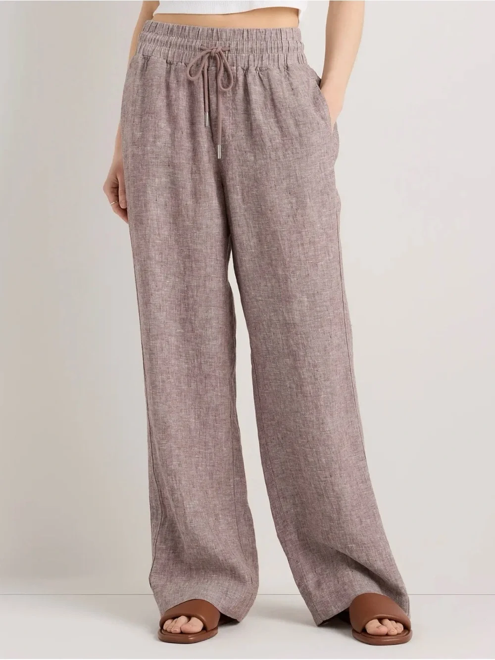 Quince Wide-Leg Linen Pants. NO drawstring. These are M/short =26” inseam.